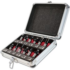 Excel 1/2" Shank 12 Piece TCT Router Bit Cutter Set in Aluminium Case
