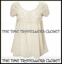 KATE MOSS TOPSHOP EMBROIDERED LACE SMOCK GYPSY IVORY COTTON BLOUSE TOP UK 8 36 4
