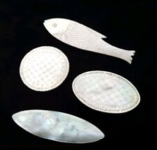 Antique Chinese Mother Of Pearl Gaming Counters Tokens Fish Oval Etc Carved