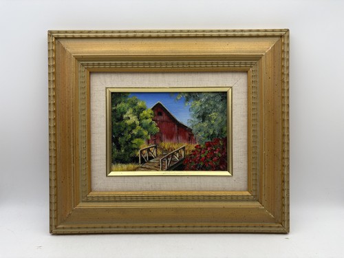 Vintage red barn bridge - vintage,