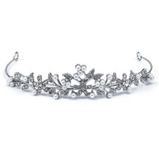 Tiara Headband for First Communion, Elegant Faux Rhinestone and Pearl Accent,...