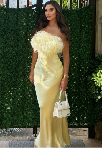Zara yellow feather satin - yellow,