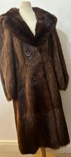 Rare Vintage Real Quality Heavy Fur Long Coat Nutria Beaver Polish Size 10 12 14