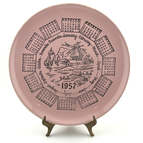 Vtg 1957 calendar - vtg, plate