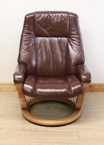 Himolla brown leather swivel - leather,
