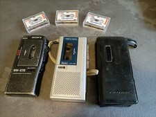 Pair Of Vintage Dictaphones Plus Tapes Sony Bm575 Realistic Micro25 Plus 1 Case