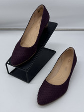 Clark’s Mena Bloom Shoes Cushion Plus Aubergine Leather Slip On Court Women’s 4D