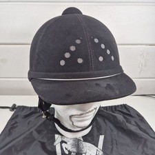 John Whitaker II by Charles Owen Riding Hat Fixed Peak Black/ Grey Size 7/57cm 