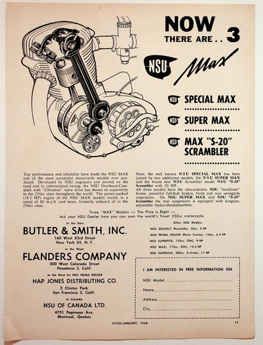 Nsu max motorcycle - max, ad