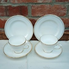 2 Vintage Duchess ASCOT Bone China Trios (2 Tea Cups & Saucers & 2 Side Plates)