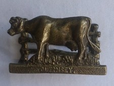 Vintage Brass Guernsey Cow & Gate Letter/Napkin or Business Card Holder