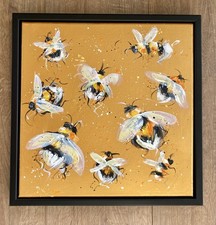 Bees on gold. Acrylic Painting