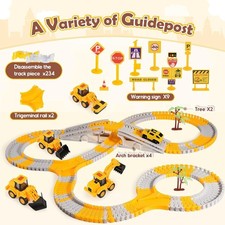 Castle Adventure Track Set 256PCS Construction Car Toys Boys Digger Tractor Gift