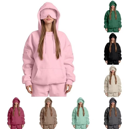 Hoodie with eye mask built - mask,