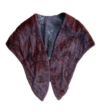 OXBLOOD Dyed Ermine Real Fur Stole Wrap Shawl Scarf Vintage 1930s RED Mink Coat