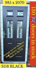 NEW SOLIDOR TENBY  BLACK COMPOSITE DOOR WHITE UPVC FRAME 985 x 2070