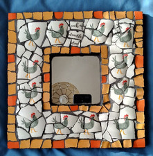 Mosaic Chicken Mirror, Unique