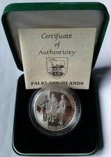 Falkland Islands 1992 40th Anniversary 50p Coin Silver Proof Cased With COA