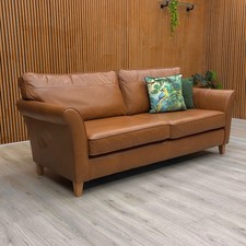 John Lewis 'Charlotte' Grande Sofa Matt Tan Leather Modern Back With Cushion NEW