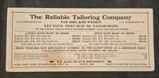 The Reliable Tailoring Company Vintage Advertising Ink Blotter Prices & Services