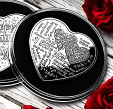 Large HAPPY VALENTINE'S DAY Heart Shaped Silver Commemorative. Gift/Present