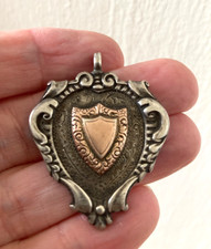 Antique Silver & Rose Gold Fob Medallion