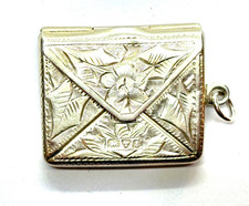 Antique 1906 Chester Sterling Silver Stamp Holder Envelope or Pendant