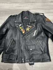 Size 40” Real Leather Black Biker Rockers Brando Style Motorcycle Jacket.