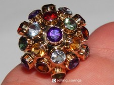 18K YELLOW GOLD H STERN MULTI GEMSTONE BEZEL SET 9/10th INCH WIDE SPUTNIK RING