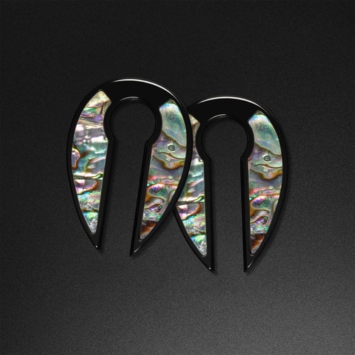 Shell inlaid keyhole black - inlaid, &