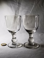 Antique Victorian Glass Tavern Rummer Matching Pair x 2 Balluster Heavy Lead VGC