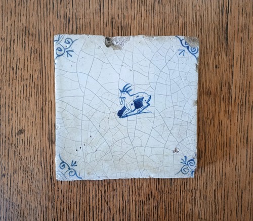 Antique dutch delft tile - antique,
