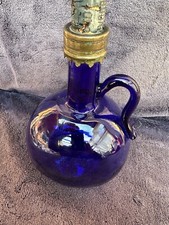 Antique (GOOD CONDITION) Bristol Blue Glass Flask Decanter Spirit Wine Brandy