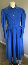 Vintage  80s French Corduroy Dress, Prairie/Edwardian, Armand Ventilo