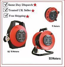 4 WAY 15M/10M CABLE EXTENSION REEL LEAD MAINS SOCKET H/ DUTY ELECTRICAL