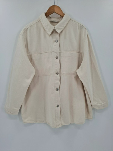 Cream denim shacket casual - tu,