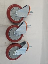 MroMax 3 Pcs 100mm Casters Wheels Dia 130Kg Polyurethane PU Wheels Castors M10