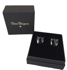 DOM PERIGNON CHAMPAGNE  ULTRA STYLISH BLACK SHIELD CUFFLINKS BNIB 