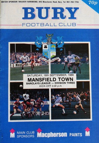 Bury mansfield town - v, 1989-90