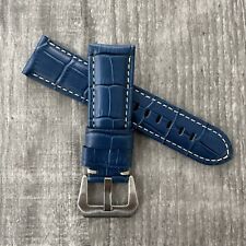 For OFFICINE PANERAI 22mm Lug PAM Watches Blue Grain Leather Watch Strap Band