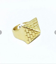 Gold Plated Pyramid Ring Heavy 14K Polished Unisex Cowboy Excellent Cut Solid