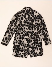 MARKS & SPENCER Womens Cardigan Sweater UK 12 Medium Black Animal Print DX90