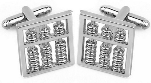 Pair silver abacus cufflinks - silver,