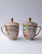 Lidded Floral Mugs Cups
