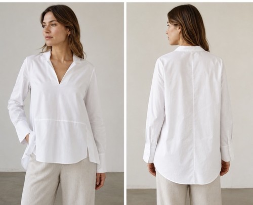 Cos white cotton popover shirt - cos,