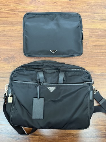 Prada milano black laptop bag - prada,