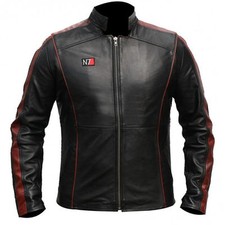MASS EFFECT 3 - N7 COMMANDER SHEPARD STYLISH 100% Real LEATHER JACKET