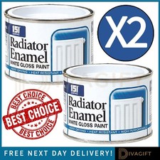 2x WHITE ENAMEL RADIATOR GLOSS