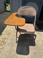 ✨Vintage Norcor USA School Desk Attached Fold Up Metal Chair Combo Adult Size ✨