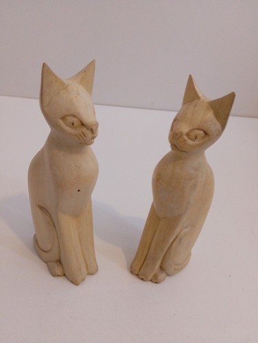 Pair wooden cats - a,
